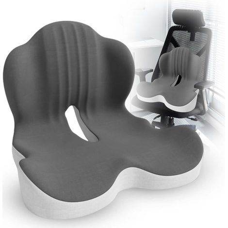Coussin de siège en mousse à mémoire de forme de grande taille, coussin de soutien lombaire pour soulager la sciatique et la pression sur le coccyx, coussin pour chaise de bureau, voiture, fauteuil ro (1/5)