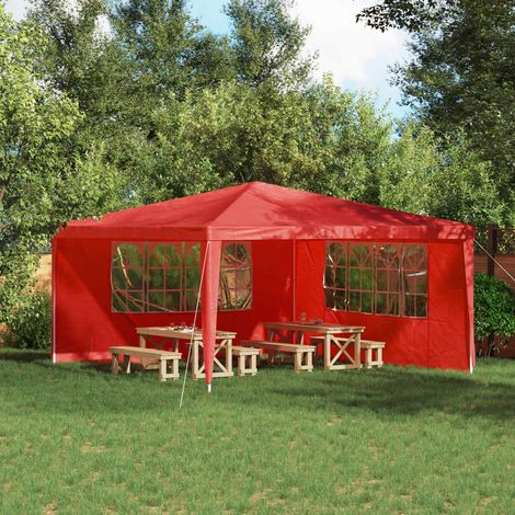 vidaXL Parete per tenda da festa 2 pcs 400 x 195 cm Rosso PE e