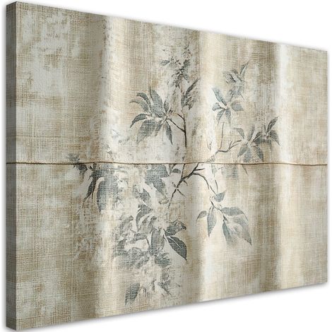 Tableau déco feuilles de plantes sur fond texturé 60x40 (1/5)