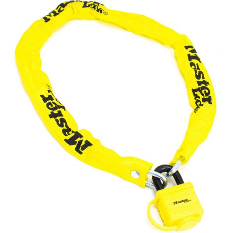 Chaine velo anti vol acier lamine cadenas de securite longueur 90 cm Couleur - Jaune (1/3)