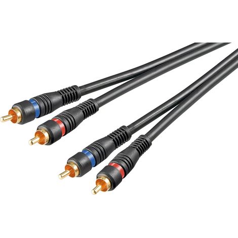 Goobay 60795 - Cable de conexión estéreo (2 cinchas, doble blindaje, negro, 2 m)