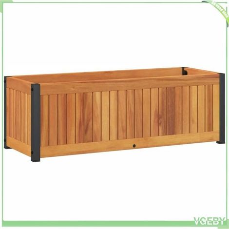 Jardinière - FAFEICY - 367614 - Bois d'acacia massif - Cadre acier enduit de poudre - 80 x 30 x 27,5 cm (1/5)