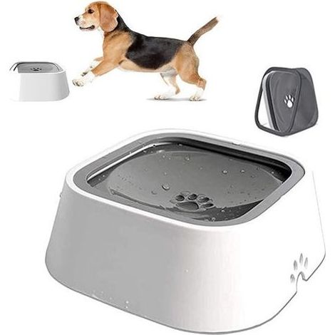 Bol d'eau pour Animaux de Compagnie, Anti-éclaboussures Distributeur pour Animal de Compagnie（gris）
