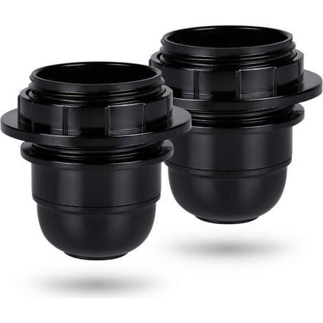 Schwarze E27-Schraubfassung – 2x E27-Lampenfassung mit Kunststoffring – E27-Glühbirnenfassung – E27-Glühbirnenhalter für Decken- und Pendelleuchten – E27-Glühbirnenfassung (1/5)