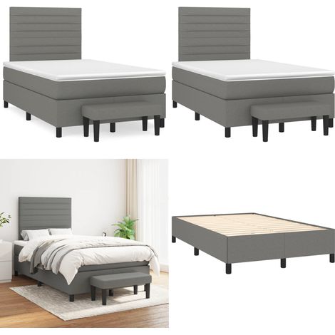 Boxspringbett mit Matratze Dunkelgrau 120x190 cm Stoff - Boxspringbett - Doppelbett - Bettenrahmen - Matratze - Bettdecke - Home & Living (1/5)