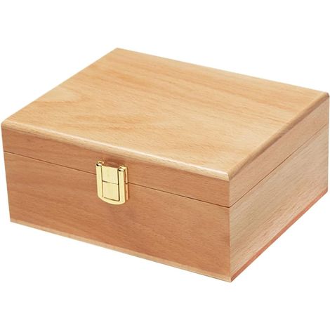 Boîte de rangement en bois massif pour bureau, utilisable comme plateau de rangement pour cosmétiques et autres petits objets. (1/5)