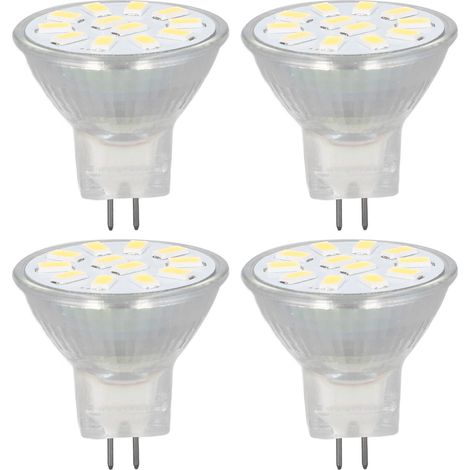 Lot de 4 ampoules LED MR11 à spots, culot à double aiguille, dissipation thermique à 360°, 3 W, 12 LED, blanc froid. (1/5)