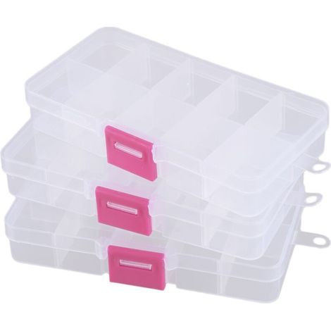 3 pieces 10 compartiments pour composants electroniques Boite de rangement en plastique (1/4)