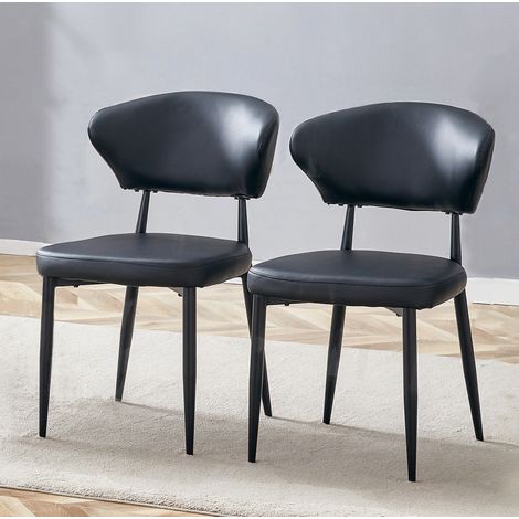 Silla de comedor ergonómica negra de PU y metal, pack de 2 DESVIAE (1/5)