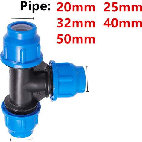 Raccord en T (40 mm) 1 pièce - Raccord rapide en PVC/PE pour tuyau d'irrigation agricole (1/5)