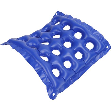 Coussin Gonflable 16 Trous pour Fauteuil Roulant, Assise Antiescarres Professionnelle Bleue (1/5)
