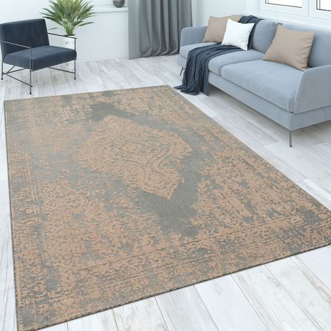 Paco Home Alfombra Salon De Habitacion Pelo Corto Vintage Motivo Oriental Ornament 120x170 cm, Beige