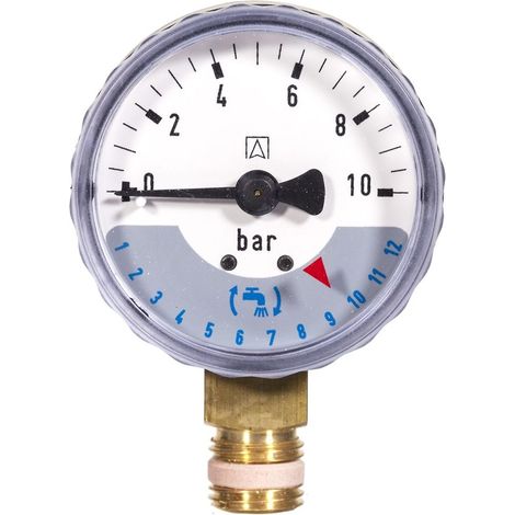 Resideo Manómetro M70AF Salida, 0-10bar, para Primuscenter DWC, M70AF-A10MR
