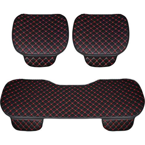 Lupex shop - Coprisedile universale per auto seduta 3 pezzi, 2 anteriori e 1 posteriore, in PVC, Nero/Rosso cod. LS25
