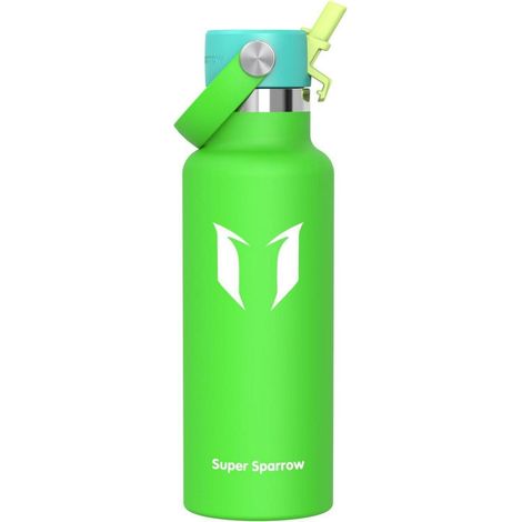 Trinkflasche Edelstahl Thermosflasche Strohhalm 500 ml C- Apfelgrün (1/5)