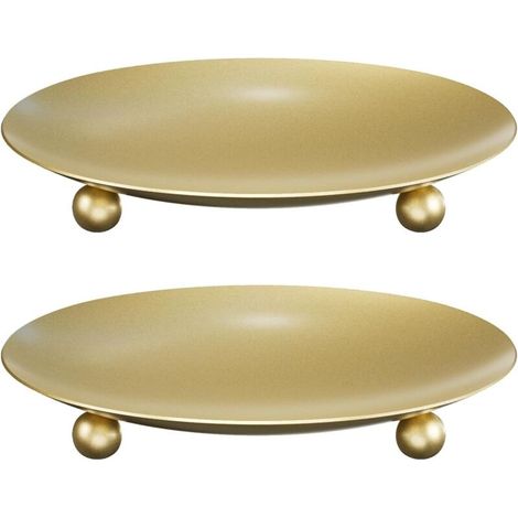 Bougeoirs - Lot de 2 - Doré - Compacts et sobres - Idéaux pour les décorations de fêtes et la décoration intérieure (1/5)