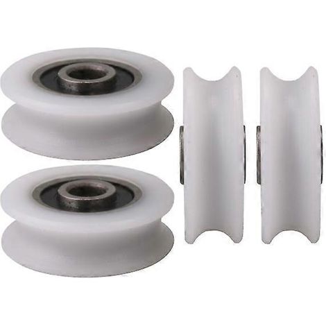 4 poulies blanches en nylon à gorge en U de 4 mm de diamètre intérieur pour porte coulissante (1/3)