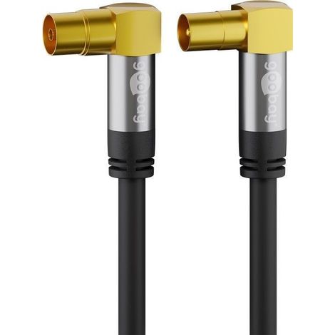 Connecteur TV IEC GN-WT Goobay Angle Noir 2m (1/4)