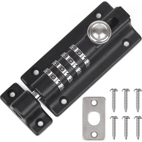 Cadenas à combinaison, 4 chiffres, noir, pour portail et jardin, pour installation domestique et usage quotidien.-AquaForge (1/4)