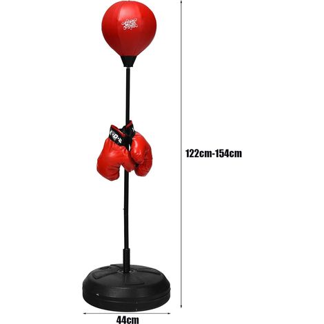 GOPLUS Sac de Frappe sur Pied, Hauteur Adjustable, Socle Stable pour Sable ou Eau, Punching-Ball avec Gants et Pompe, Evacuer Stress pour Adultes et Enfants 8 Ans+ (122-154 cm) (Rouge) (1/5)