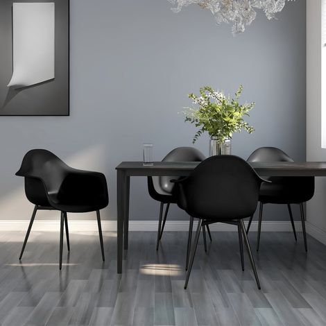 Lot de 4 Chaises  Chaises de salle à manger Chaise de cuisine  Noir PP 90307 (1/5)
