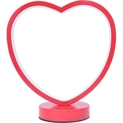 Ortviai Lampe de chevet en forme de cœur en acrylique et fer, rouge, 23 cm, interrupteur à bouton (1/5)