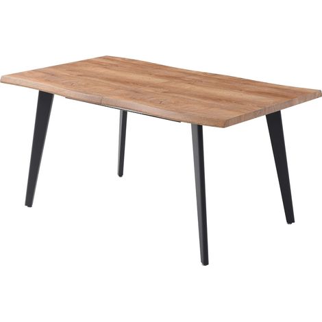 Table extensible en MDF et métal noir pour 6 à 8 personnes – Longueur 150 cm à 210 cm – Facile à monter – Toilinux (1/5)