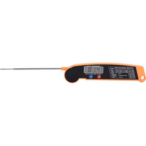 Digitales LCD-Lebensmittelthermometer mit klappbarer Sonde, geeignet für Küche, Grill und BBQ, orange (1/5)