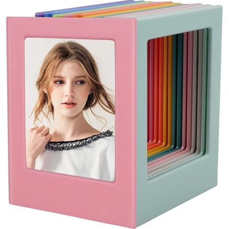 10 cadres photo aimantés – pour frigo, 8,8 x 6,5 x 0,6 cm, 10 couleurs différentes
