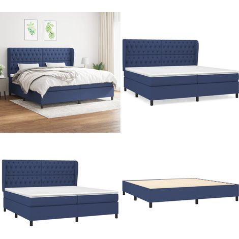 Boxspringbett mit Matratze Blau 200x200 cm Stoff - Boxspringbett - Doppelbett - Blau - Bettenrahmen - Matratze - Home & Living