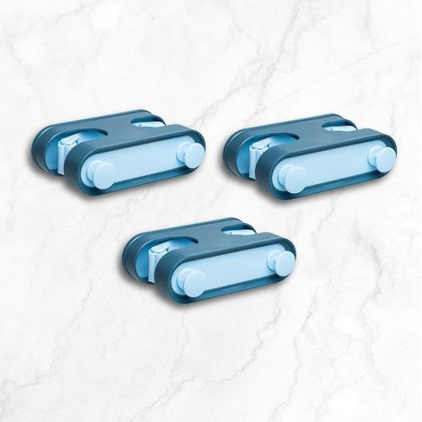 Juego de 3 soportes adhesivos para escobas de pared, montaje adhesivo sin taladrar, soporte para escobas, accesorios para el hogar con ganchos, ahorra espacio en la cocina. (1/5)