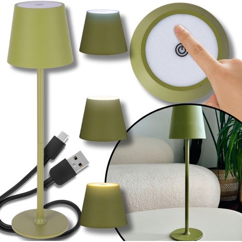 Lampada da tavolo a LED verde da 38,5 cm, senza fili, con 3 modalità e luce notturna touch. (1/5)