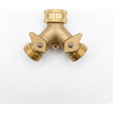 Distribuidor Y de Latón con Llave, Conector Rápido Universal (1/2)