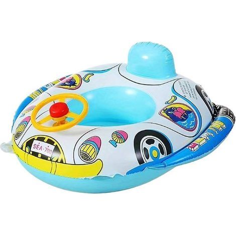 BelleRise - Bouée Enfant avec Volant – Flotteur Gonflable PVC Robuste – Jouet Pilotage Piscine Plage – Unisexe (1/5)