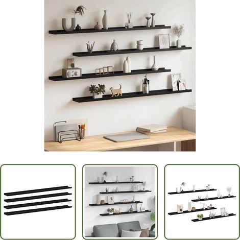 Wandregale - Wandregale 4 Stk. Schwarz 115x9x3 cm (1/5)