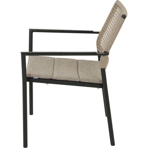 Siena Garden Kent Stapelsessel – Aluminiumgestell, Rope incl. Kissen mix-taupe (1/5)