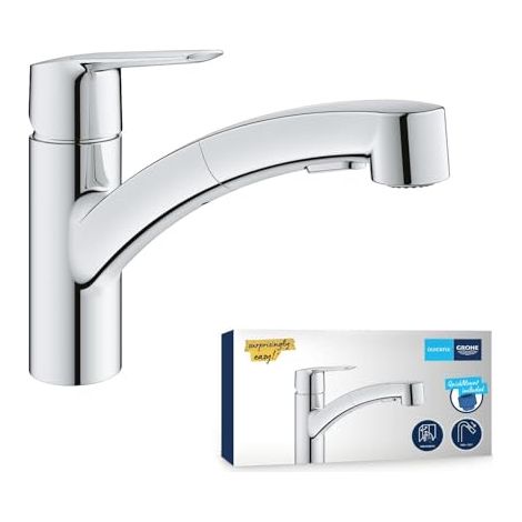MITIGEUR D'ÉVIER AVEC DOUCHETTE EXTRACTIBLE, CHROME GROHE 1012410000