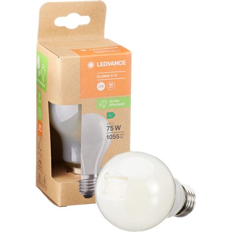 Lampe à économie d'énergie à LED, ampoule dépolie, E27, blanc chaud (3000K), 5 watts, remplace une ampoule de 75W, pack de 6 (1/5)