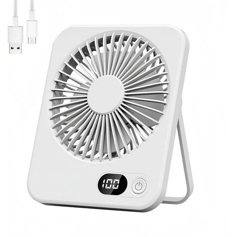 Ventilateur USB portable et silencieux, mini, 5 vitesses, idéal pour le bureau, la table, la cuisine et la chambre - Rechargeable Fly