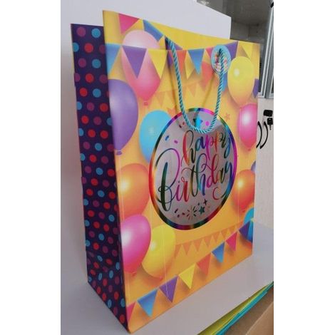 Bolsa decorativa vertical con ventana XLL Cumpleaños