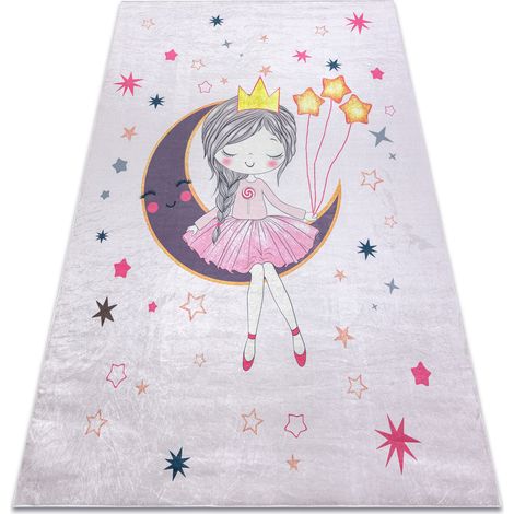 Tappeto lavabile BAMBINO 48060 Principessa, stelle per bambini antiscivolo - rosa pink 160x220 cm