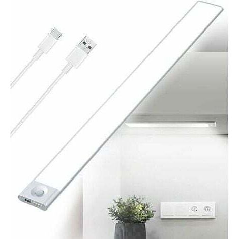 Reglette LED Cuisine Sous Meuble Rechargeable USB, Lumière tricolore, 2500mAh 40cm Dimmable Lampe Placard Detecteur de Mouvement Barre LED Sans Fil Rechargeable Lumiere Capteur PIR a (1/4)