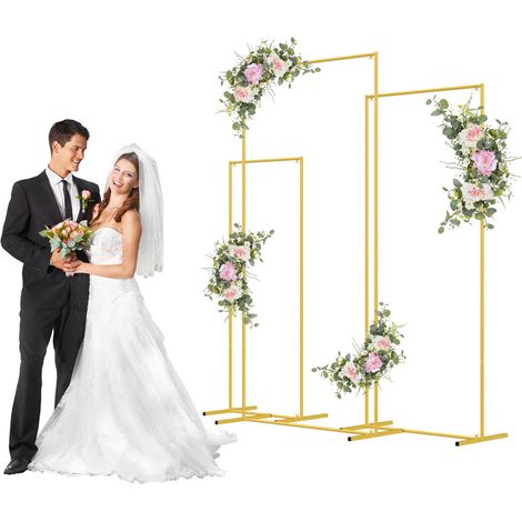 FIANAO – Lot de 3 arches carrées de fond en métal doré – 200, 181 et 150 cm, montage rapide sans outil (1/5)