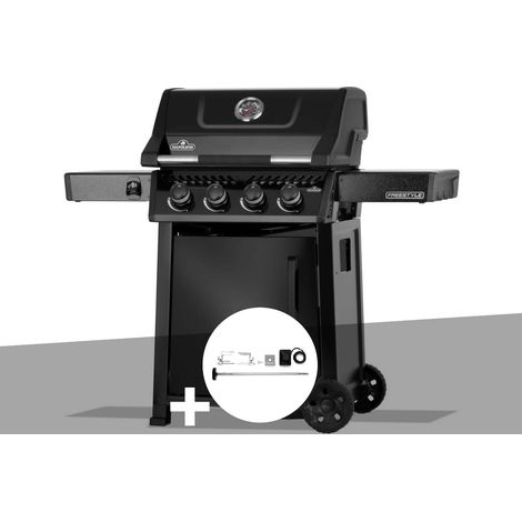 Barbecue gaz Freestyle 425 noir 4 brûleurs avec porte et brûleurs inox + Rôtissoire - Napoléon