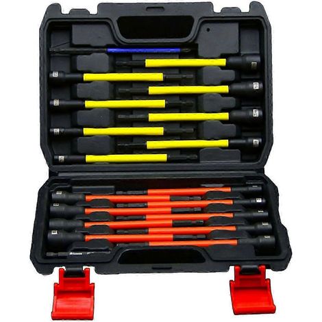 Kit de douilles allongées 19 pièces, robuste et professionnel, à tige hexagonale, optimisé pour les outils électriques, multicolore. (1/5)