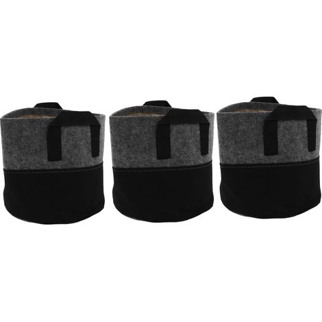 3 Pièces Sac de Culture 3 Gallons Double Couleur en Tissu Non Tissé pour Jardin Extérieur avec Poignée, Gris Chanvre et Noir (1/5)