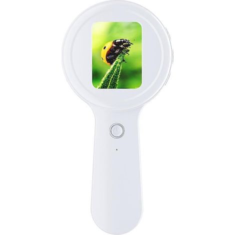 Mini-tragbare digitale Lupe, Mikroskop, 200-facher Zoom, elektronische Stabilisierung, 16 LEDs, 2-Zoll-IPS-Bildschirm (weiß). (1/5)