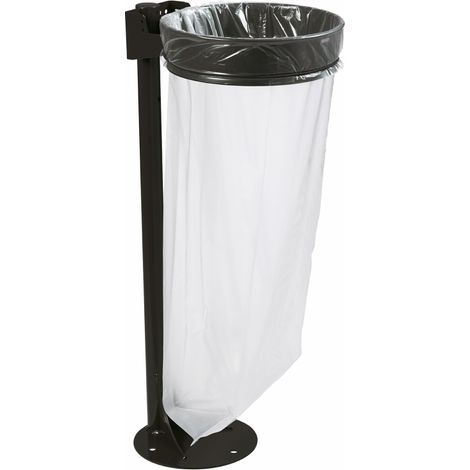 Support sac sans couvercle Ecollecto essentiel - poteau/platine - 110l - gris manganèse (1/4)