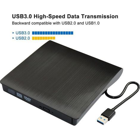 CoreParts DVD RW External Drive SATA Interface USB3.0 Single, DVD RW External Drive SATA Interfac (SATA Interface USB3.0 Single Cable for Both Power and Data, Black Color) (MS-DVDRW-3.0-013)