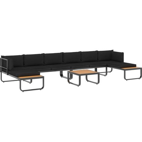 vidaXL Set Divano da Giardino 5 pz ad Angolo Cuscini in Alluminio WPC (1/5)